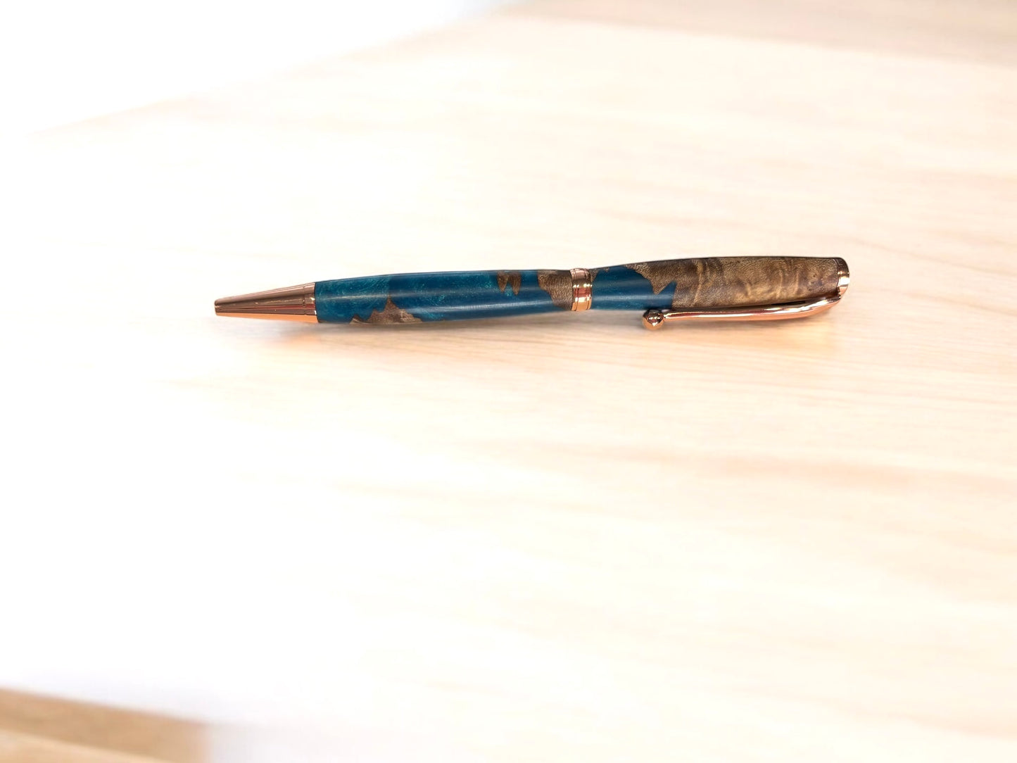 Rose Gold Matte Blue Pen