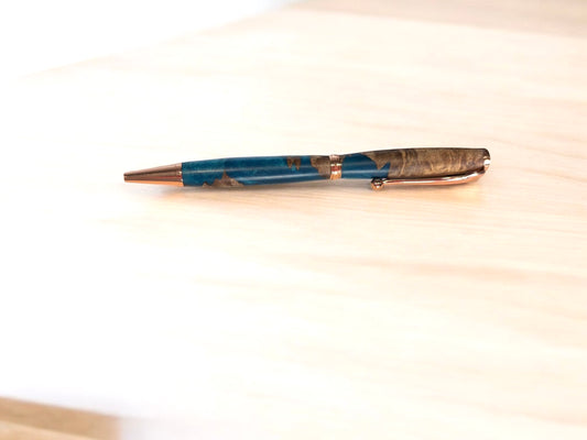Rose Gold Matte Blue Pen
